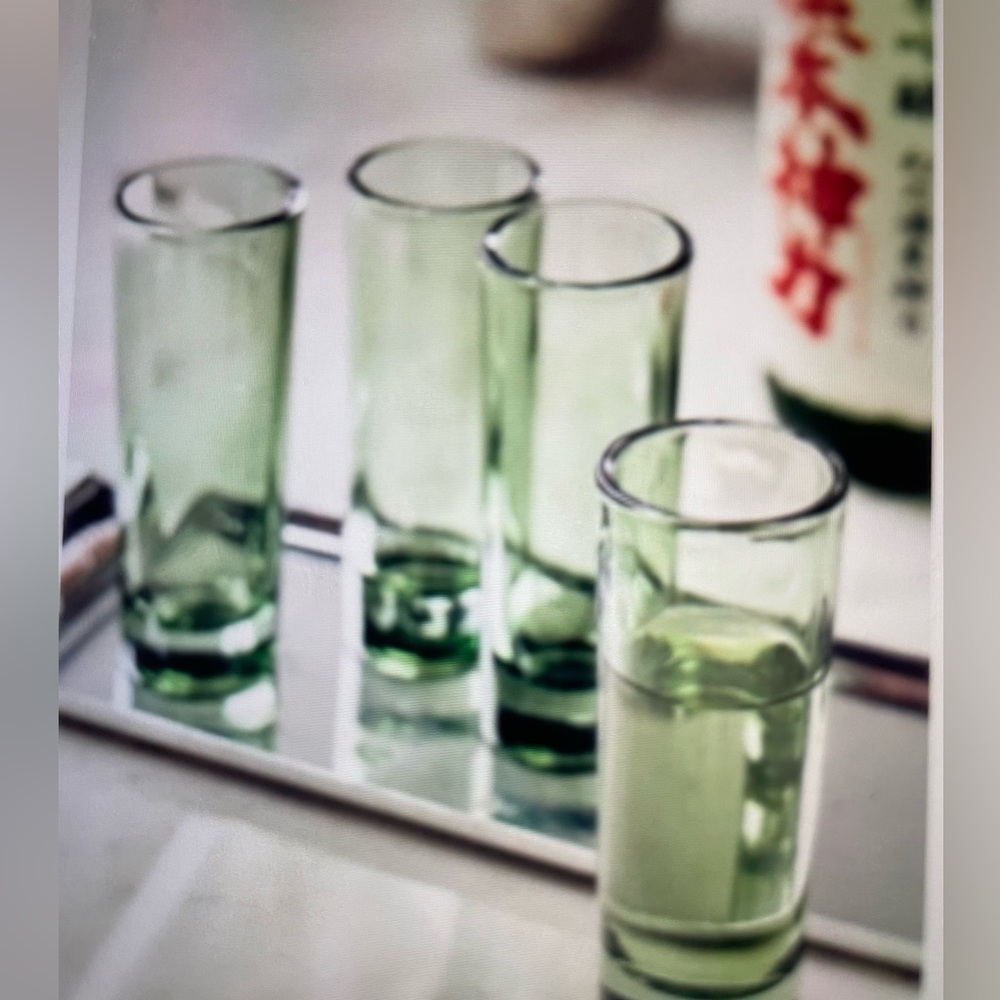 ❤️ ANTHROPOLOGIE MORGAN SAGE SHOT GLASSES SET OF 4 NEW